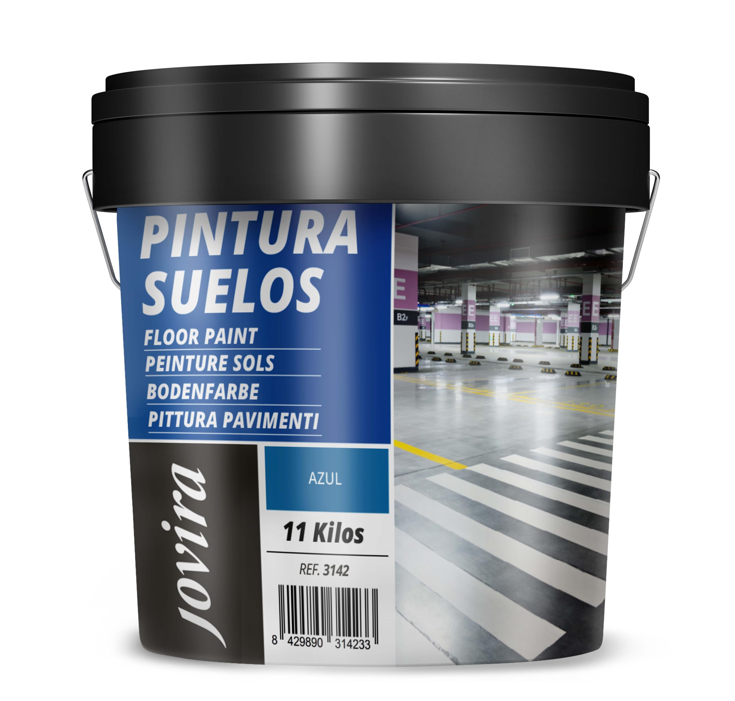 JOVIRA PINTURAS Pintura Suelos, Garajes y Pavimentos Deportivos, En General, Acabado Mate, Protege y Decora Las Superficies de Hormigón, Cemento y Asfalto, (11 Kg, Azul) A-15D