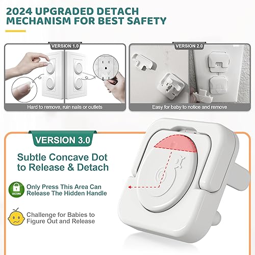 Miniatura 2 de Fundas para enchufes a prueba de bebés (paquete de 45), fundas para enchufes a prueba de bebés con mango oculto para seguridad infantil, fundas para