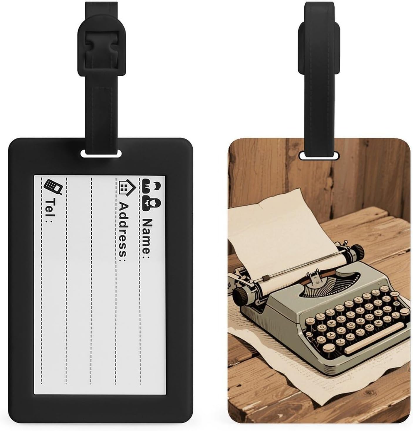Vintage Typewriter Desk Luggage Tags for Suitcases Personalized Luggage Tags Business Card Holder Travel ID Bag Tag with Address Card Quick Spot Baggage Identifier for Carry On