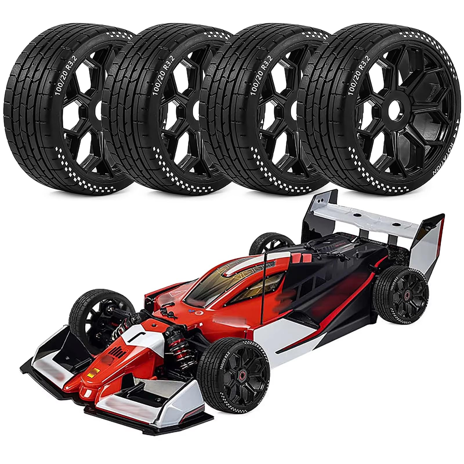 Ruote Degli Pneumatici Per Limitless 6S 1/7 Hong Nor X3GT 1/8 | Auto RC modificano parti riparazione pneumatici autostradali velocità stabile lunga durata strada(Black)