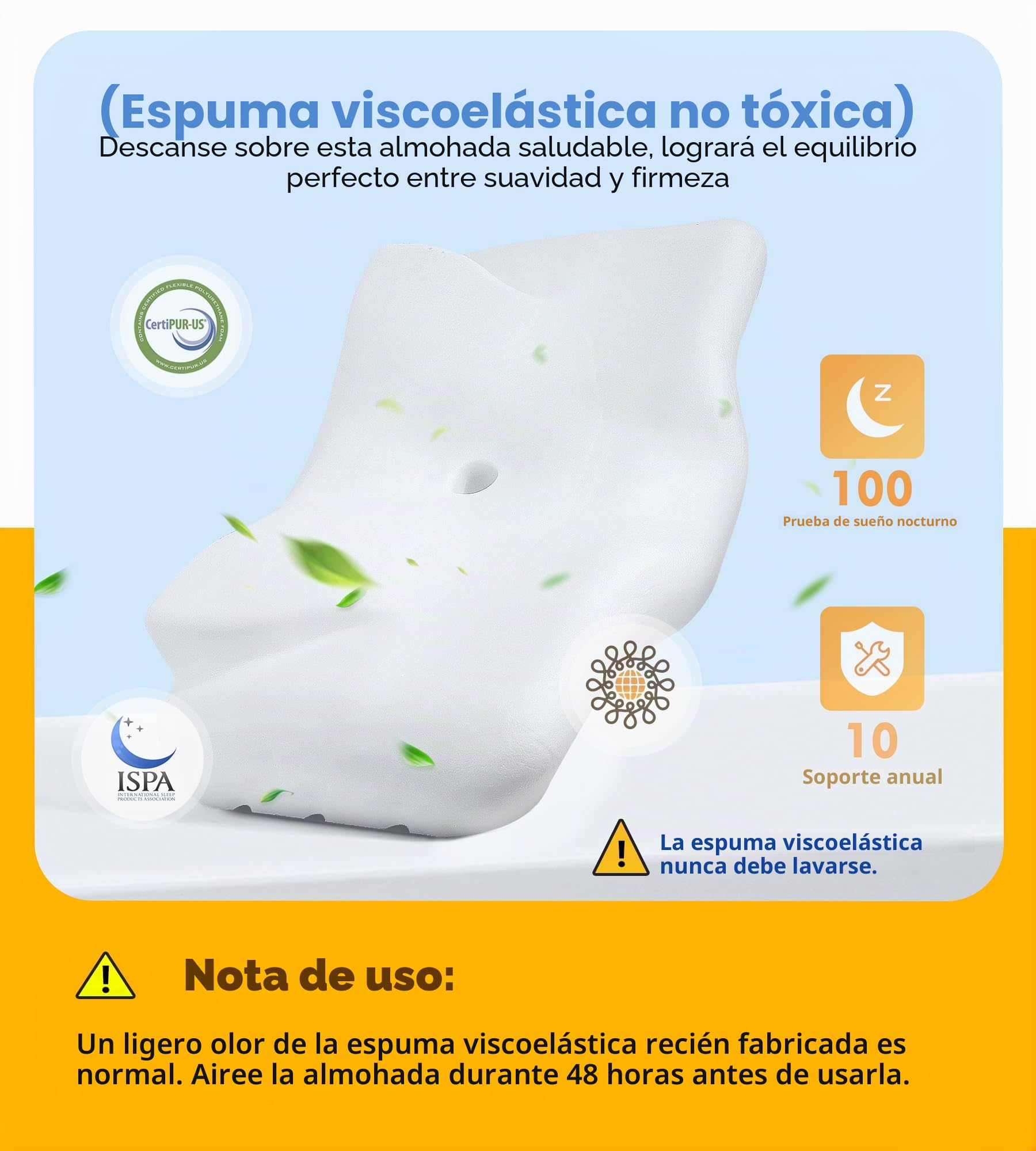 Osteo Almohada cervical para aliviar el dolor de cuello, diseño hueco, almohadas de espuma viscoelástica sin olor con funda de refrigeración, almohada ortopédica ajustable para dormir, apoyo para