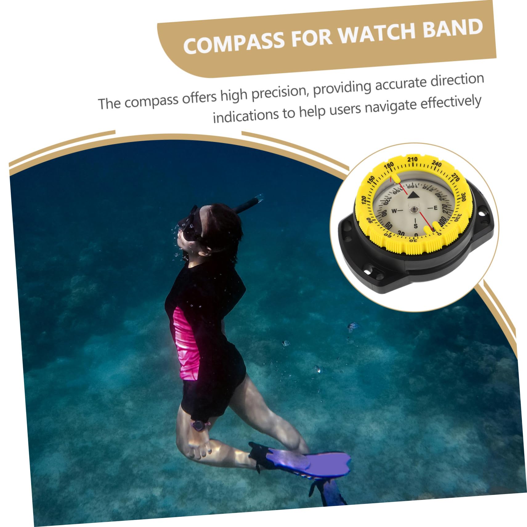 Happyyami Bussola Subacquea con Sensibilità Magnetica Bussola Compatta per Escursionismo per Kayak Accessori per Immersioni Subacquee