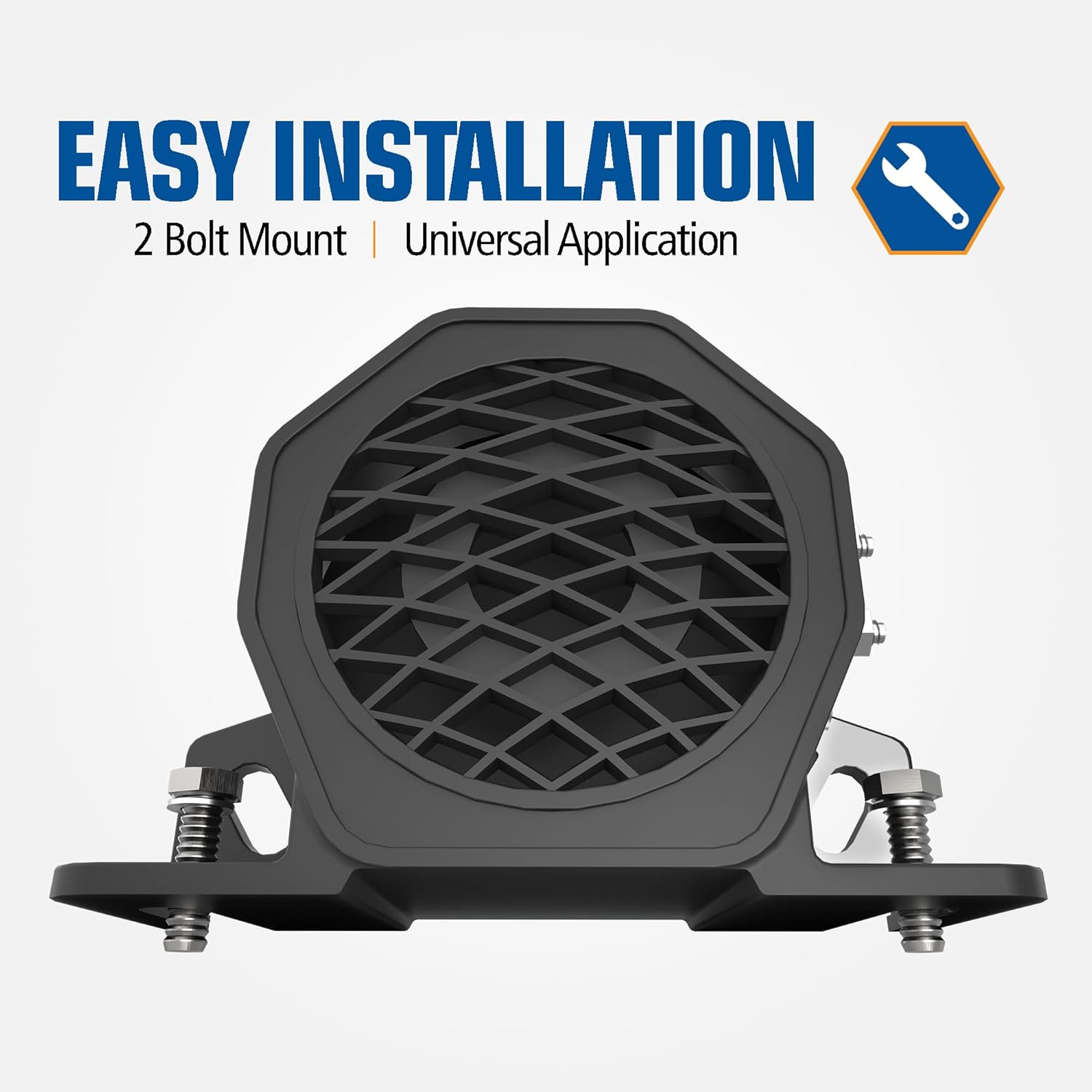 ECCO 530 Back-Up Alarm being splashed with water, demonstrating its IP65 waterproof rating.