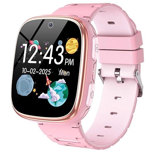 Smart Watch for Kids 4-12 Years Old with 15 Games Camera Alarm Video Music Player Pedometer Flashlight Birthday Gift for Boys Girls (Pink)