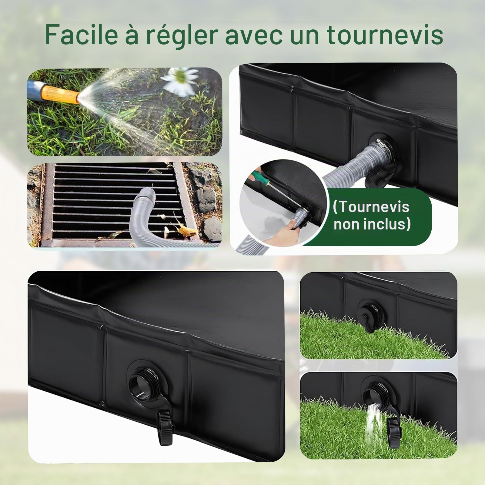 Cabine de Douche Camping, Base de tente de douche pliable, 104 x 104 x 13 cm, Avec tuyau d'évacuation, douche plein air, camping, camper, Grande baignoire douche animaux de compagnie