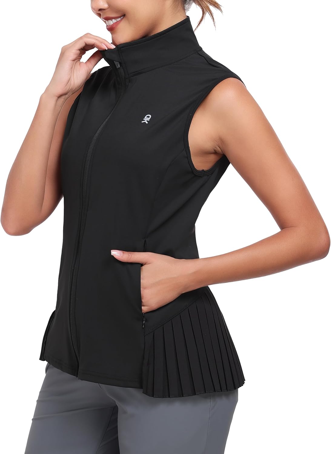 Little Donkey Andy Women's Golf Vest Outerwear with Pleated Hem Sleeveless Athletic Jacket for Running Yoga Tennis - Image 2