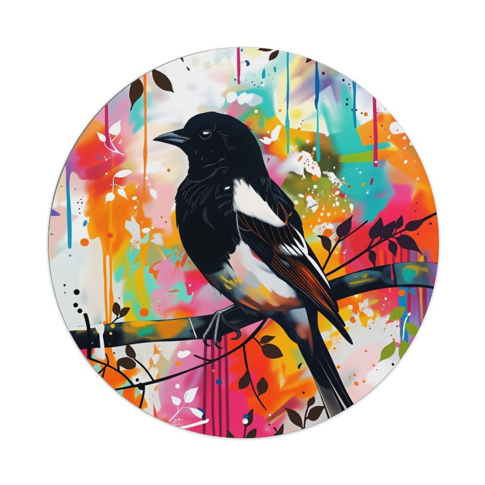 Jdfenggu Vintage Colorful Bird Abstract Background Art Retro Metal Tin Sign, Metal Poster For Bar, Home, Man Cave, Kitchen, Laundry Room Art Decor 8X8 Inch