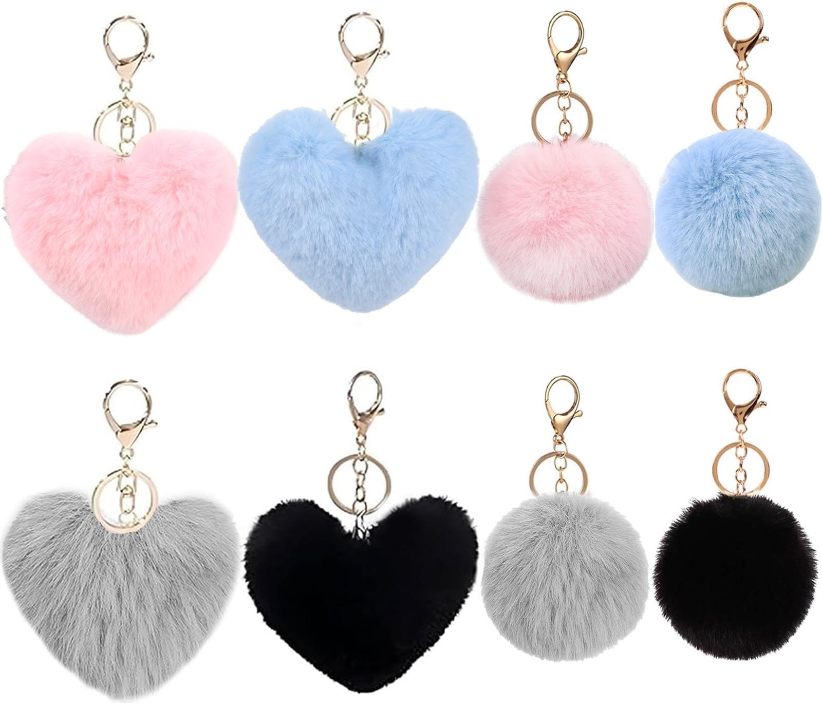 MXHBSTPMXHBSTP 8 Pcs Fluffy Keyring, Pom Pom Keyring, Decorations for Keys and Bags, a Gift for Girlfriends Mothers Etc, Soft and Comfortable Bag Accessories