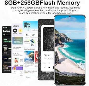 X25 Ultra Unlocked Android Phones 5G (2026), Android 13 Cell Phone Unlocked,6.8 120Hz Display, 8GB+256GB,108MP+48MP AI Camera, 6800mAh/18W,Fingerprint/Face ID,Dual SIM/GPS (Titanium Blue)