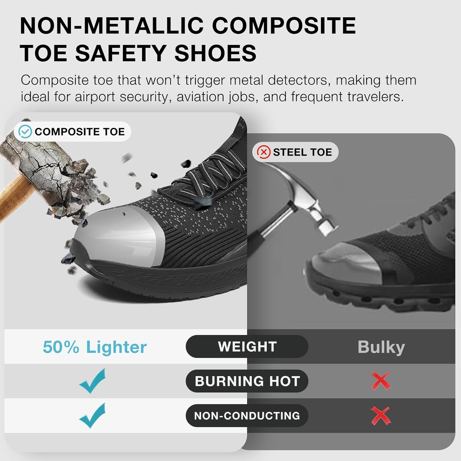 SPIEZ Slip-On Safety Shoes for Men & Women - Non-Steel Composite Toe, Fashion Sneaker Design, Hands-Free Convenience, All-Day Protection, US 5.5-13.5 - Image 4