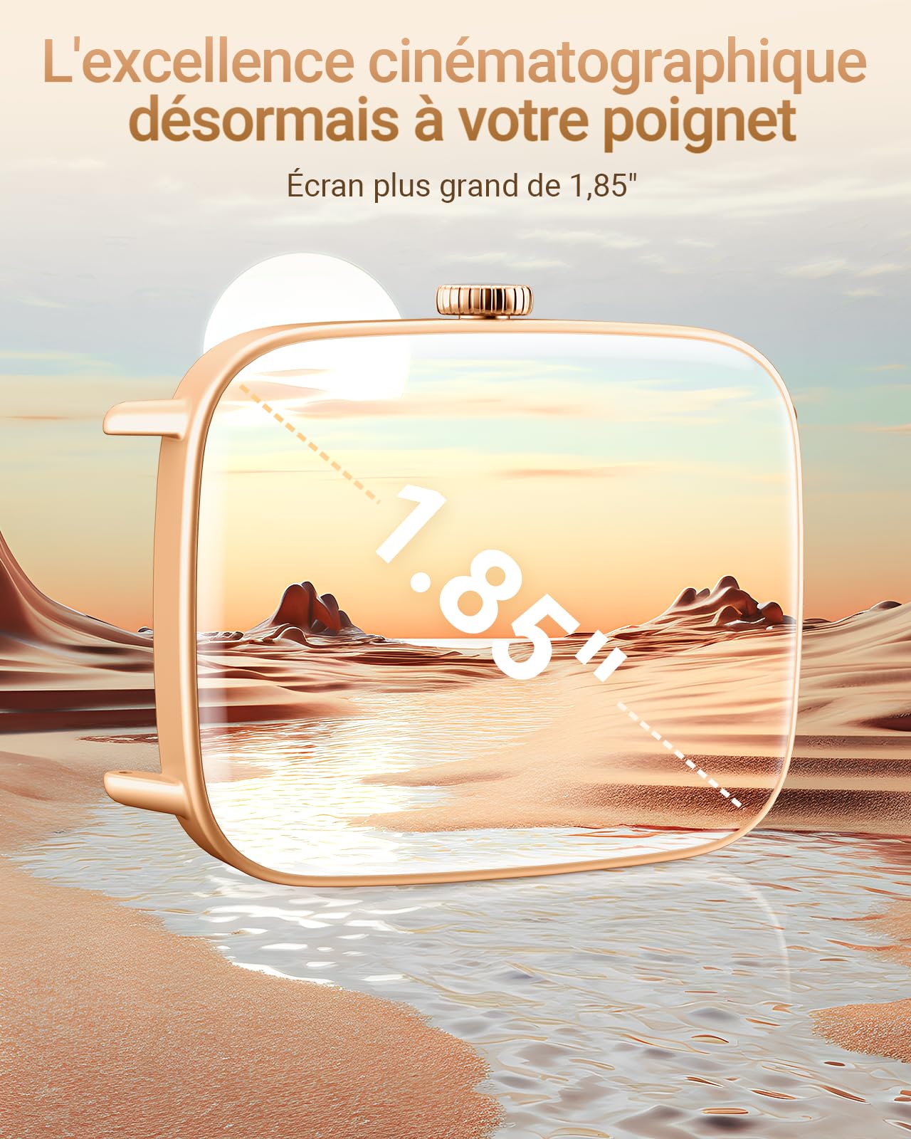 Montre Connectée Femme avec Appel Bluetooth, 1,85" Smartwatch Moniteur de Fréquence Cardiaque/SpO2/Sommeil, Montre de Sport 110+ Modes Sportifs Podomètre, Etanchéité IP68, pour iOS et Android Rose