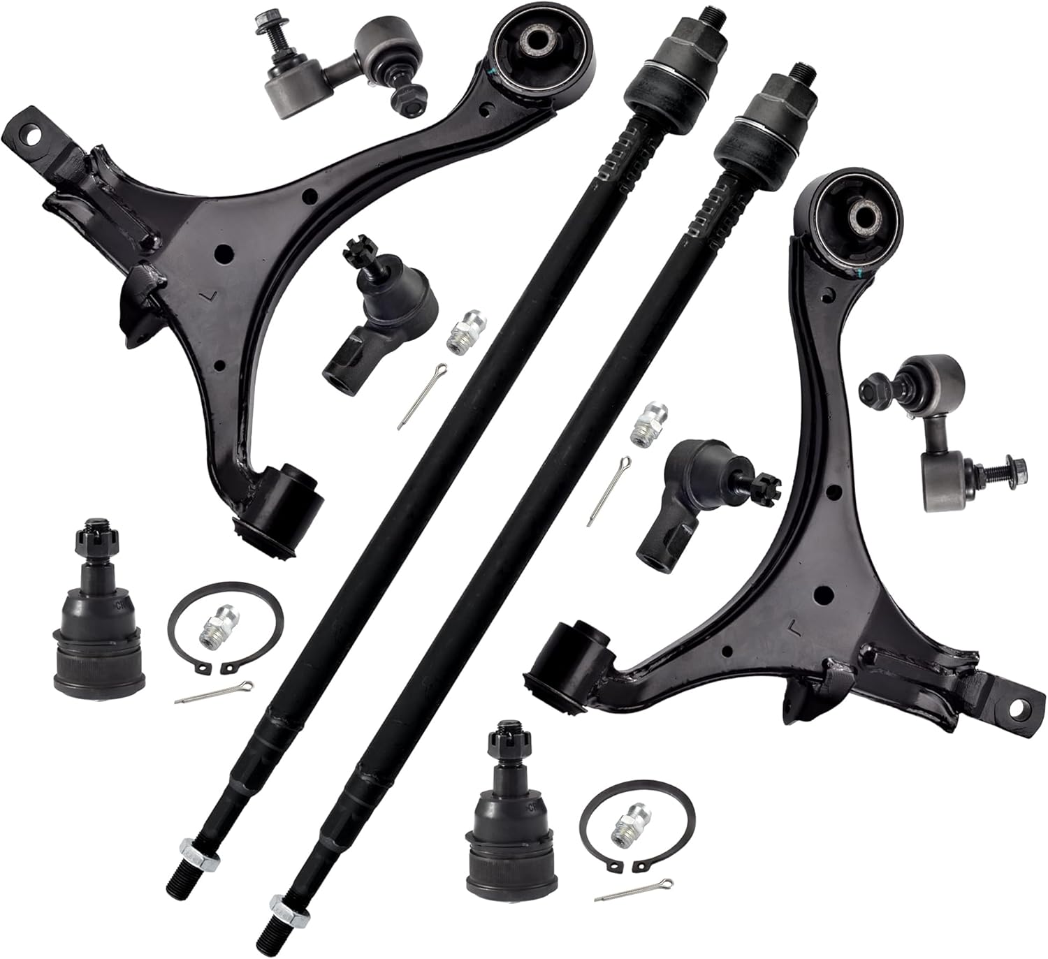 10pcs Suspension Kit for Honda CR-V 2002-2006, Front Lower Control Arms and Lower Ball Joints Sway Bar Links Inner and Outer Tie Rod Ends