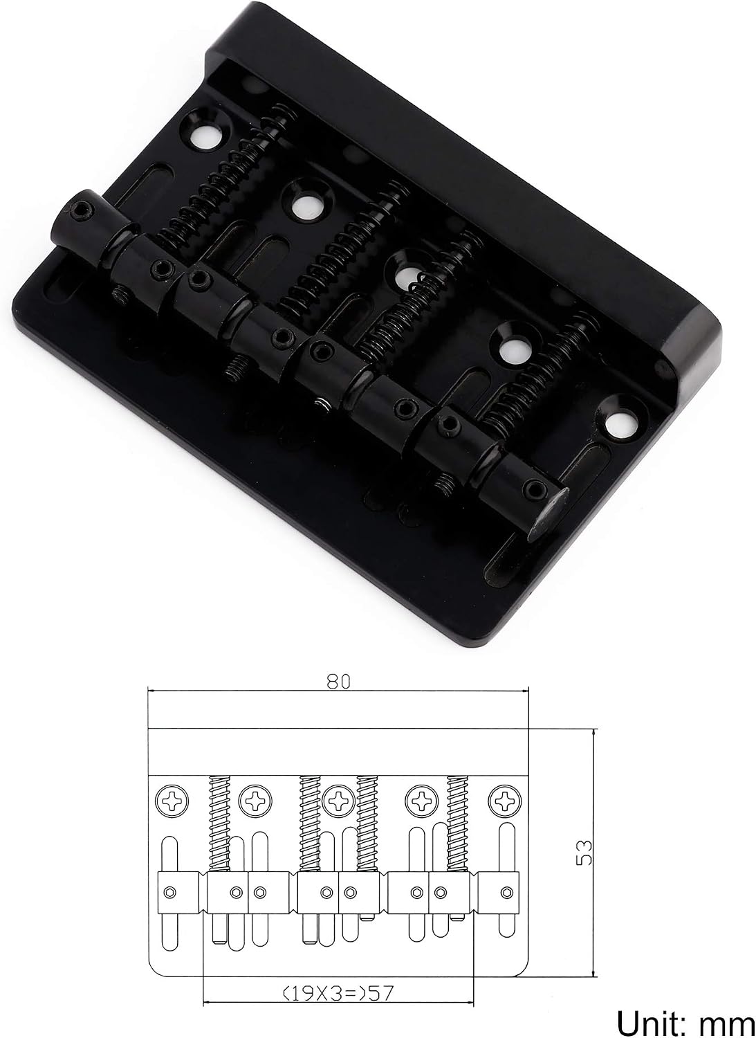 4 String Bass Bridge Tailpiece Fixed Saddles Top Loader Bridge image 2