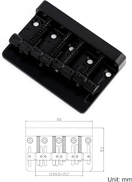 4 String Bass Bridge Tailpiece Fixed Saddles for Electric Bass Guitar Jazz Bass or Precision Bass Black.