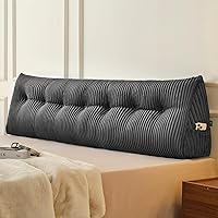 Vista 19 de Z-hom Almohada de cuña grande para cabecero triangular, almohada de lectura con una almohada enrollable para cama, sentado, dormir, cojín de Gris