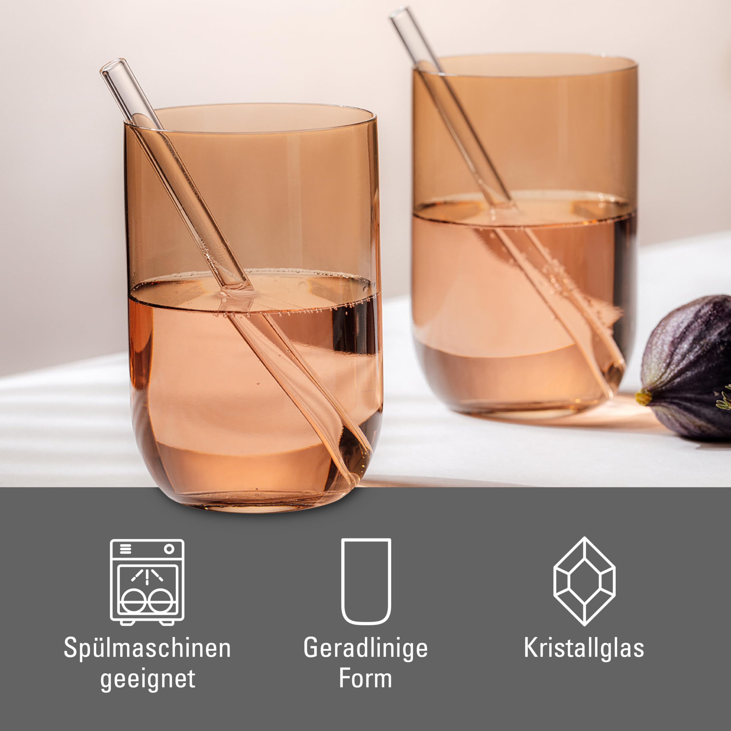 like. by Villeroy & Boch - Like Clay Long Drink Glass Set 2 pces, Coloured Glass Brown, Capacity 385 ml, Average - Image 3