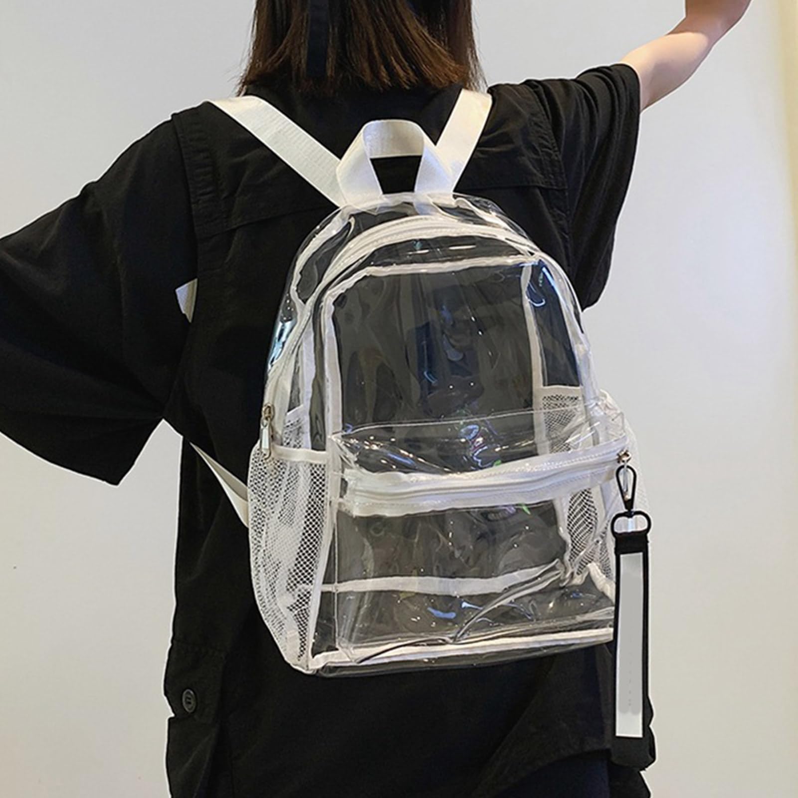 Zaino trasparente capacità Borsa da scuola trasparente impermeabile con cerniera casual Zaino da viaggio in PVC visibile resistente all ' acqua
