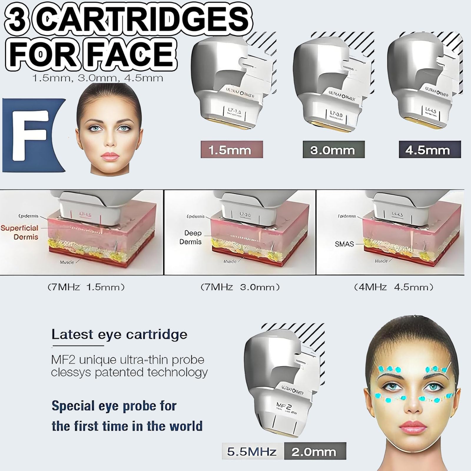 Máquina De Reafirmación Facial 7d Hifu, Dispositivo Profesional De Lifting Facial Y Corporal para Reducción De Arrugas, Reafirmación Y Antiedad con 7 Sondas