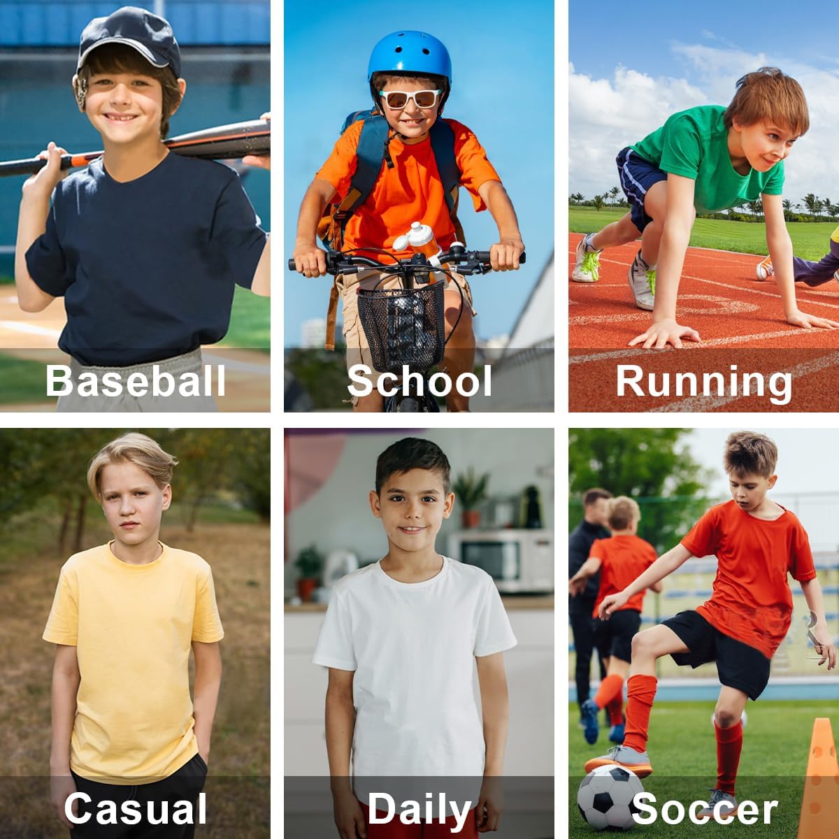 QBK 2T-12Y Boys T Shirts Short Sleeve Tees 100% Cotton Crewneck Soft Basic Summer Top Solid Toddler Kids Tee Shirt - Image 6