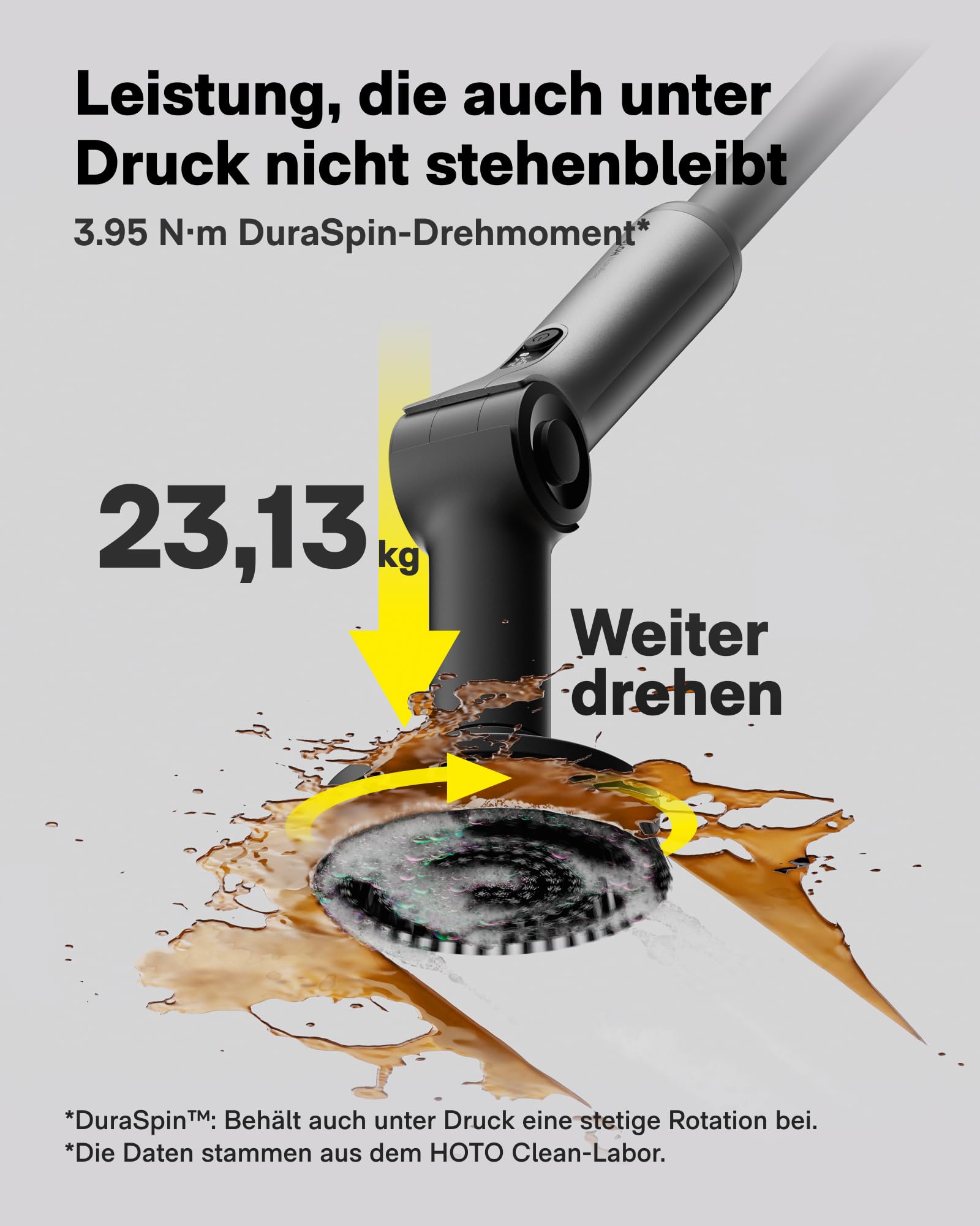 HOTO Flexi Elektrische Reinigungsbürste mit LED-Anzeige, Verstellbarer Winkel, IPX7, 8 Wechselbürstenköpfe