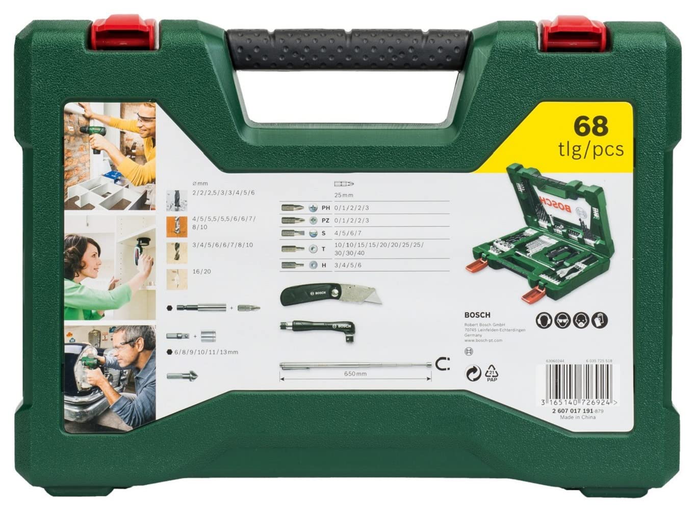 Bosch 2607017191 Drill-/Screwdriver Bit Set "V-Line" with Jackknife 68 Pcs