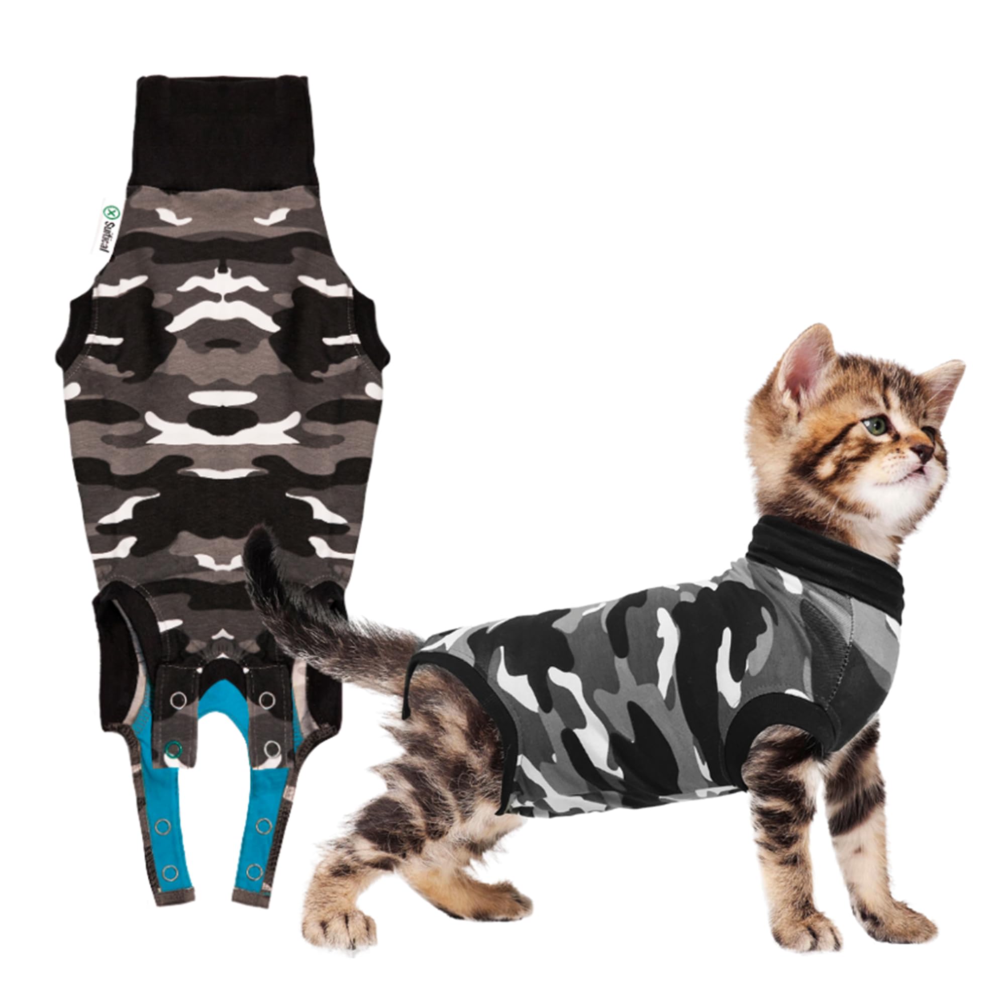 Suitical Recovery Suit Cat, Small, Black Camouflage