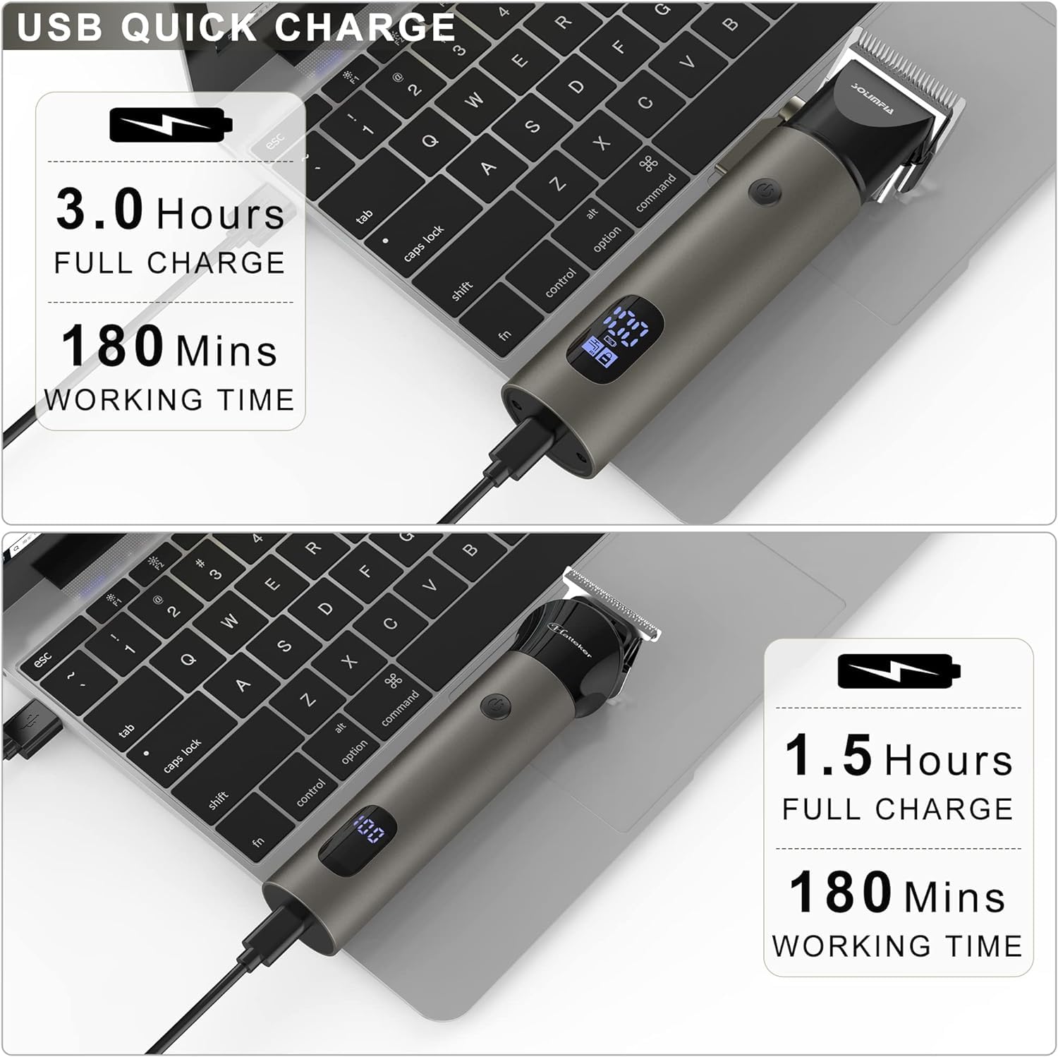 Solimpia Hair Clipper&Trimmer Profesjonalny Fryzjer Domowy Zestaw do Pielęgnacji, Akumulatorowy Elektryczny Przycinacz do Włosów do Ciała Broda Bezprzewodowy Strzyżacz do Włosów Dla Mężczyzn Kid