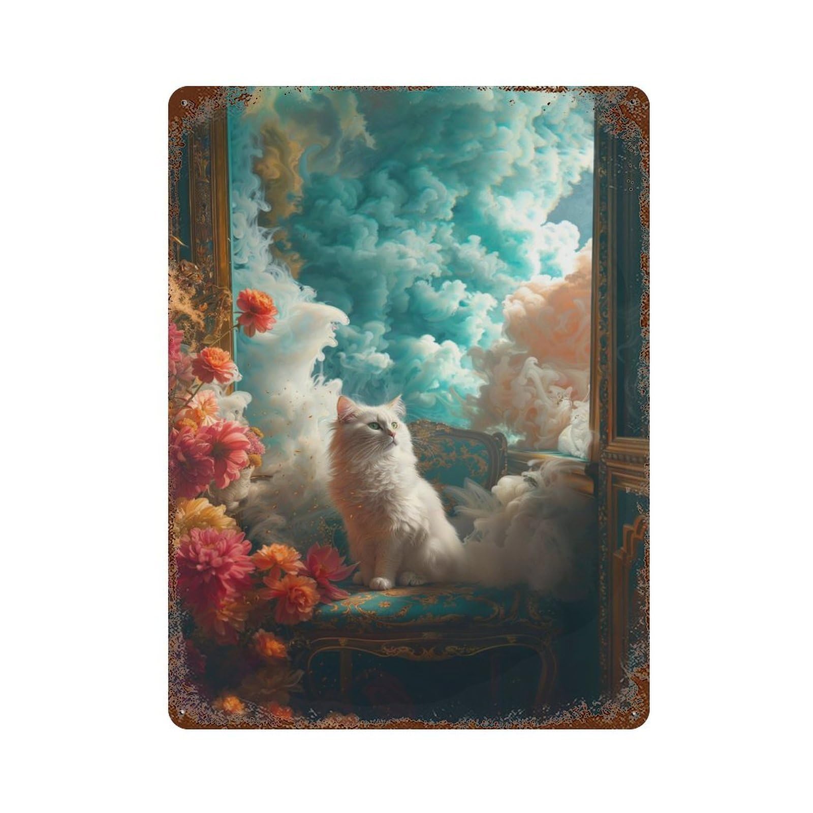 Celestial Whiskers Retro Metal Sign 15.7"x11.8", Farmhouse Wall Decor for Cafe, Home Bar And Lounge Decor