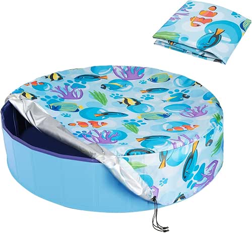 Foldable Round Dog Swimming Pool Cover, for 32 "/63“/48” Collapsible