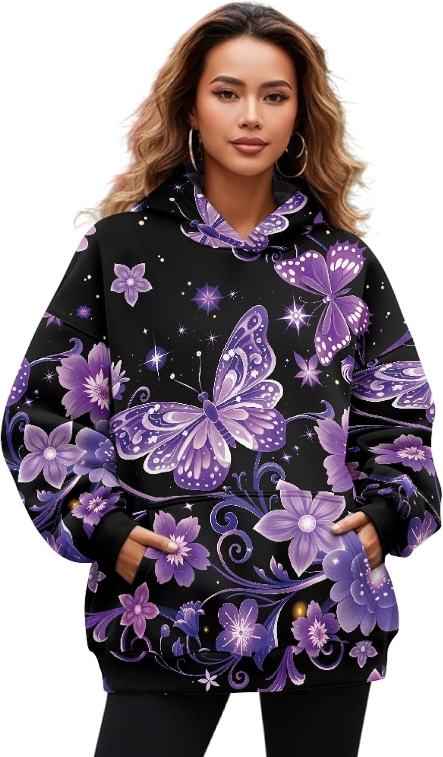 Fleece Hoodie Women Relaxed Fit Long Sleeve Fall Winter Workout Pullover Hooded Sweatshirt Animal Pullover Hoodie