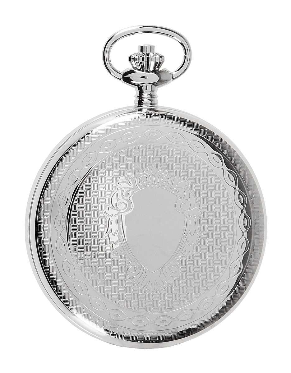 Hermann Jäckle Herren Taschenuhr Calw Skelett Dual Time 50 mm | Made in Germany, Dual Time Anzeige, Handaufzugswerk, beidseitig offen, inklusive Kette und Reiseetui
