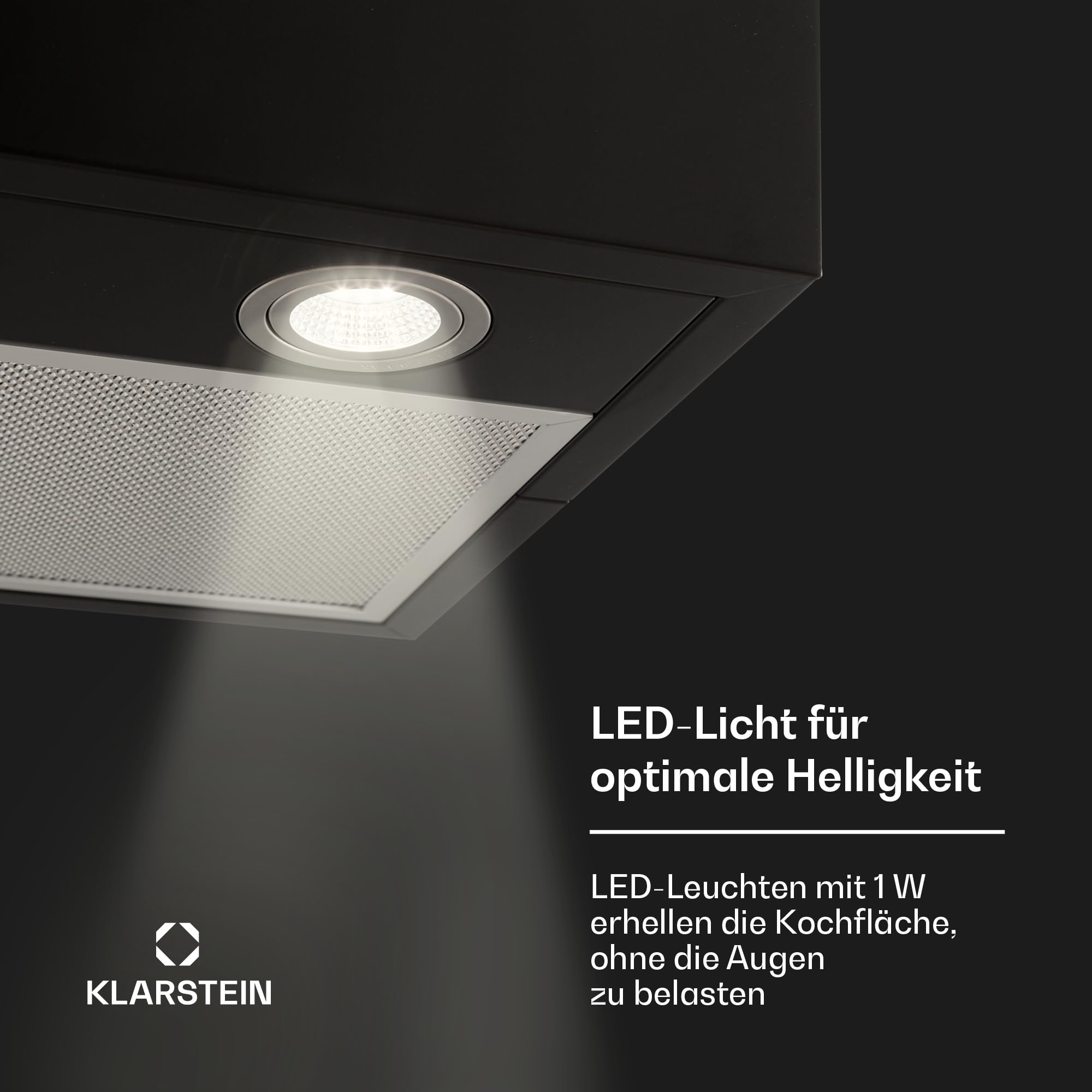 Klarstein Structura Inselabzugshaube Edelstahl schwarz 641 m³/h LED 41 x 35,5 cm