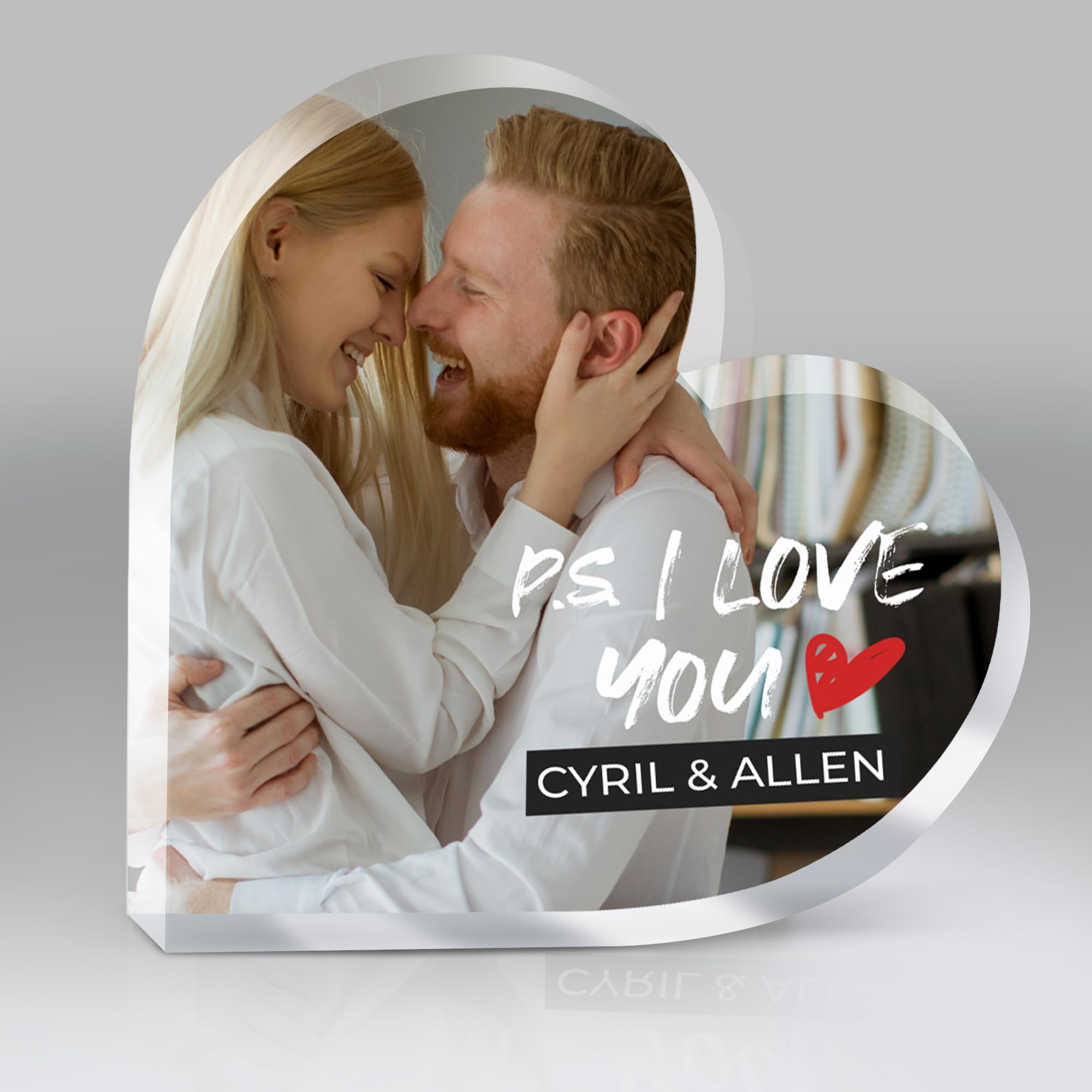 Happily Together Since - Couple Personalized Custom Heart Shaped Acrylic Plaque Gift For Husband Wife Anniversary