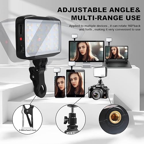 Miniatura 2 de GreatLPT Luz para selfie para cámara de teléfono, luz de llenado de teléfono con clip desmontable y zapata fría, CRI 96 a todo color de 360