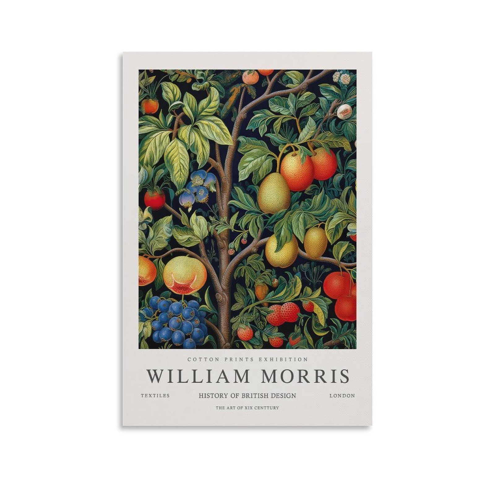 William Morris Vintage Fruit Flower Pattern Art Wall Poster For Room Aesthetic Canvas Wall Art Bedroom Decor 24x36inch(60x90cm)
