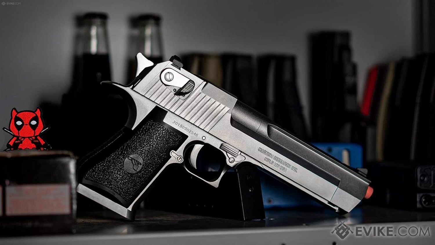 Evike Airsoft - WE-Tech Airsoft Silver DE 50 AE Metal Blowback Airsoft Pistol by Cybergun