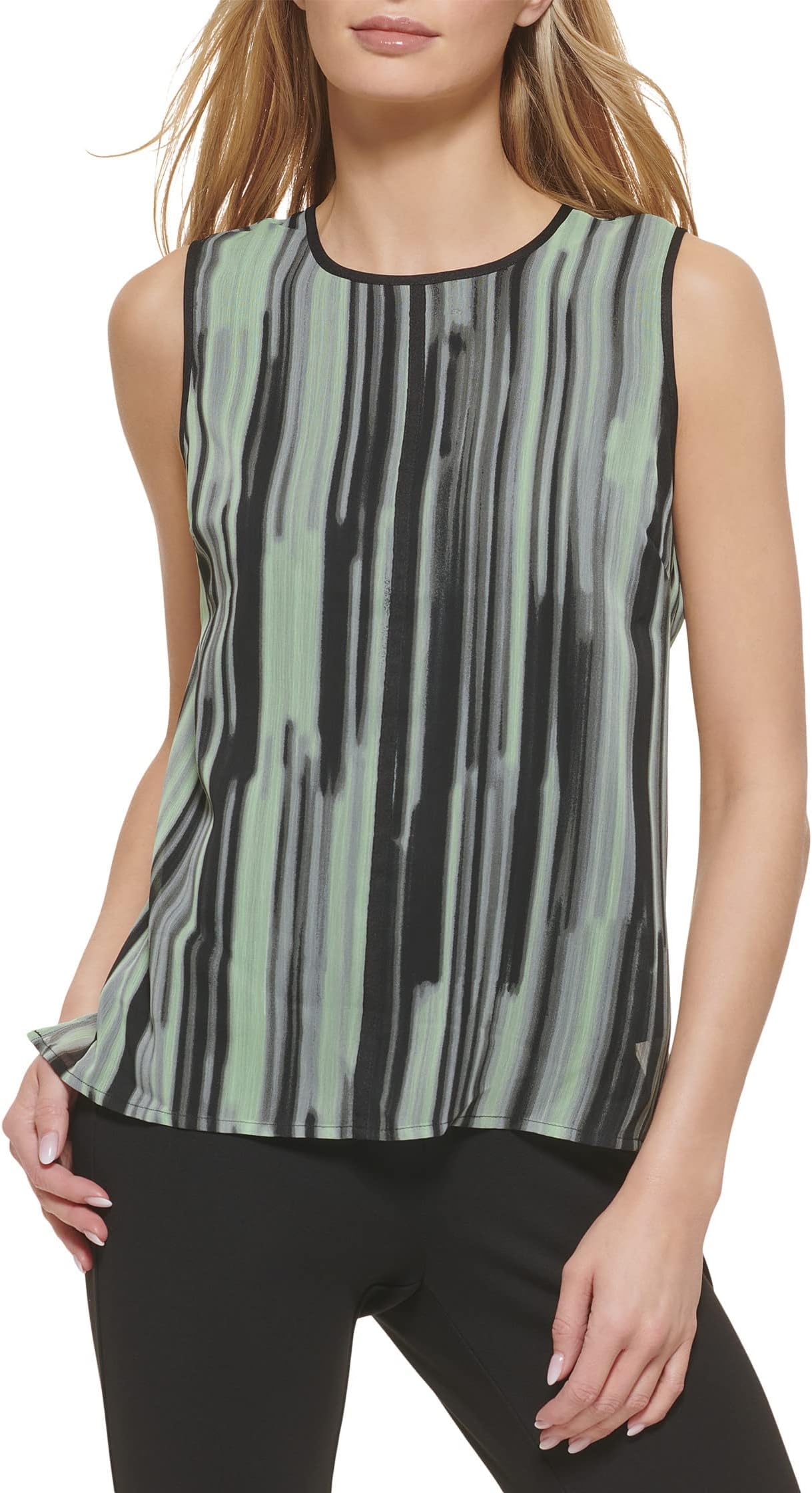 Women's Sleeveless Zip-Closure Crew Neck Top