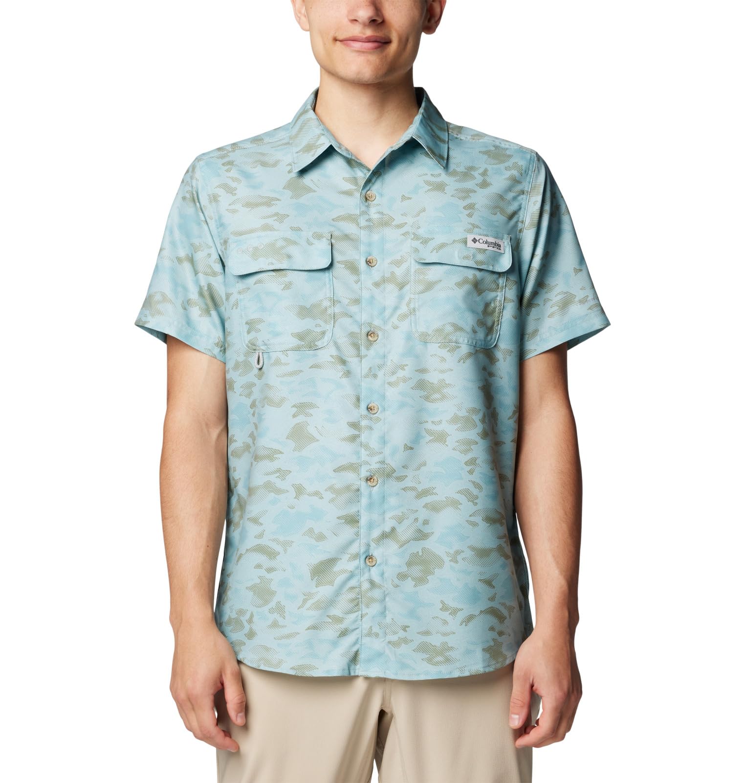 Columbia Mens PFG Uncharted Printed Short Sleeve Shirt
