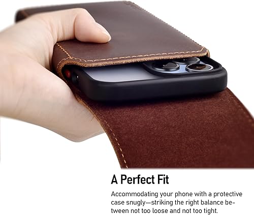 Miniatura 3 de ykooe Funda de cuero genuino para teléfono compatible con iPhone 17, 16, 15, 14, 13, 12 y modelos Pro, Galaxy S25 S24 S23 S22, clip para cinturón y