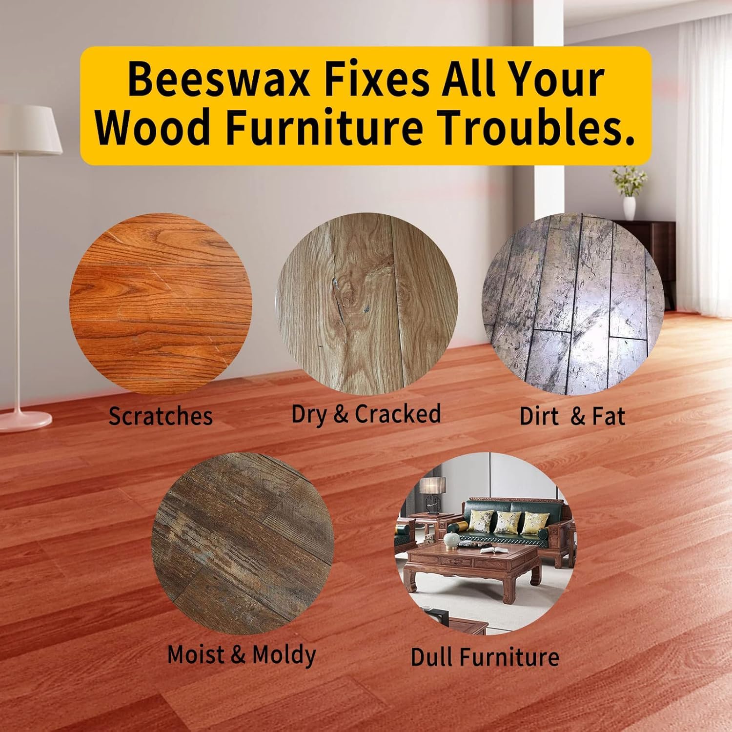 PIPIHUA Beeswax Furniture Polish Wood, naturalny bezbarwny wosk do pielęgnacji i ochrony drewna, najwyższej jakości wosk do mebli, do polerowania i pielęgnacji drewnianych mebli, 260ml