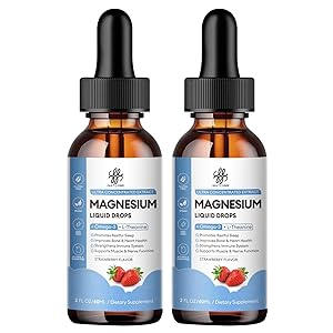 (2 Pack) Magnesium Glycinate Liquid Drop with Citrate, Oxide and Taurate, Calm Magnesium with Omega3, L-Theanine, D3, B6, B12 for Calm, Sleep, Leg Cramps, Muscles, Energy, Sugar-Free Strawberry Flavor
