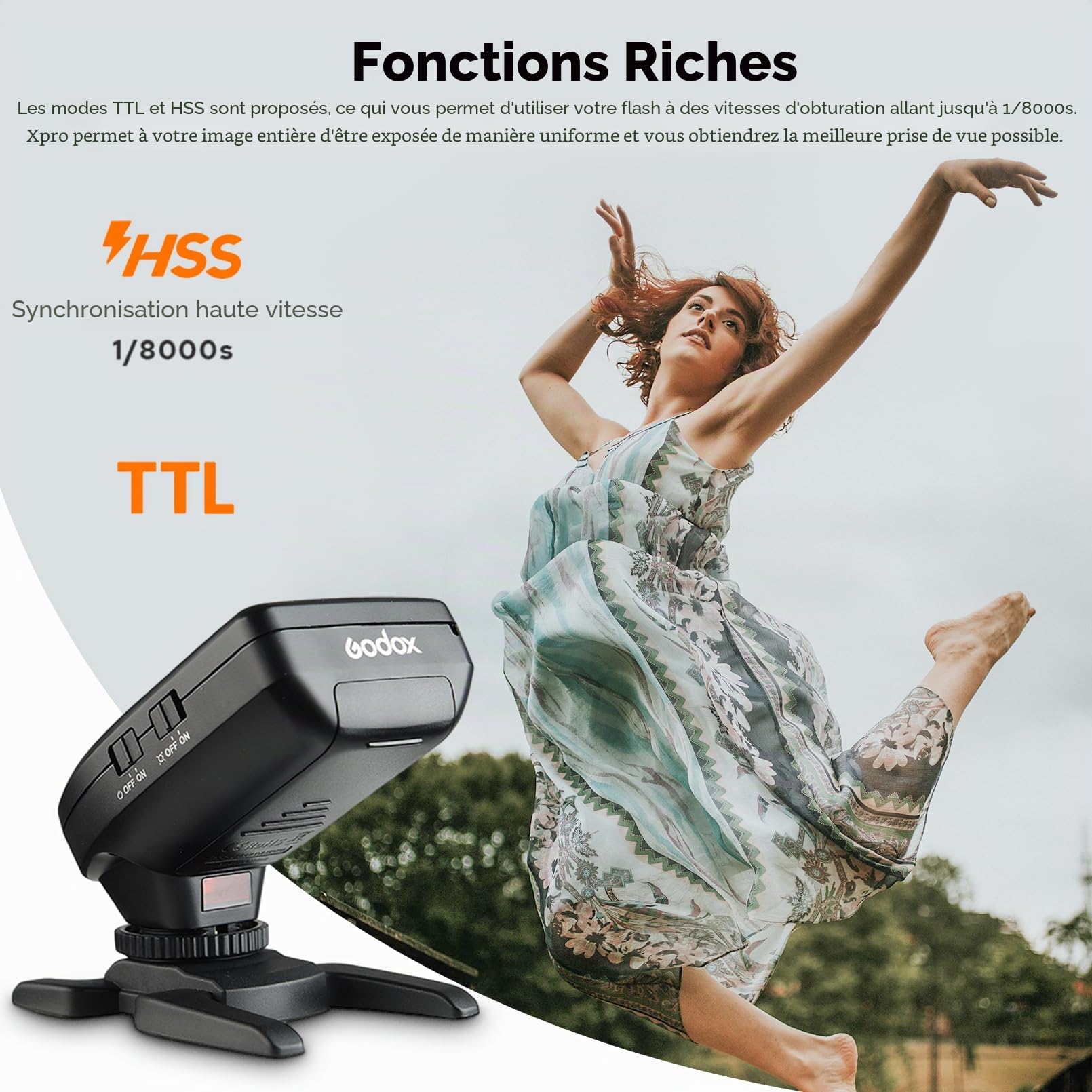 Godox XPro-S Déclencheur de Flash Transmetteur 2.4G sans Fil TTL HSS 1/8000s 32 Canaux 16 Groupes Support Flash Automatique pour Sony Caméras