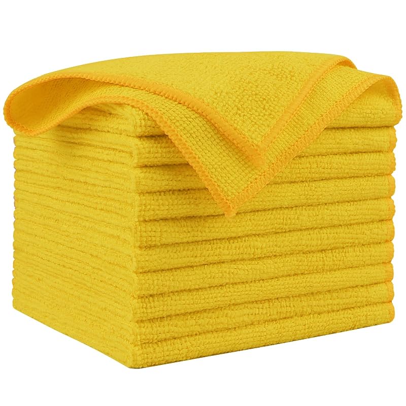AIDEA Pano de Microfibra para Limpeza Automotiva Amarelo 30,5 x 30,5 cm, Kit com 10