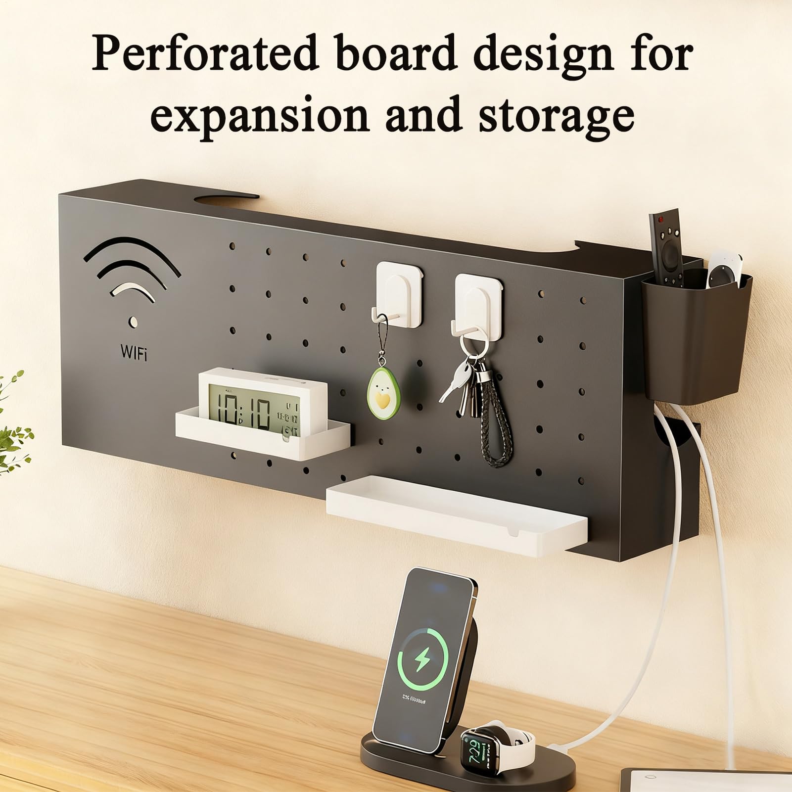 Copri Router Organizzatore Multifunzionale In Acciaio Al Carbonio Da Parete | Box Router da Parete Per Cavo Internet, Presa di Rete, Uscita, Protezioni, Organizzazione Casa, TV, Scrivania