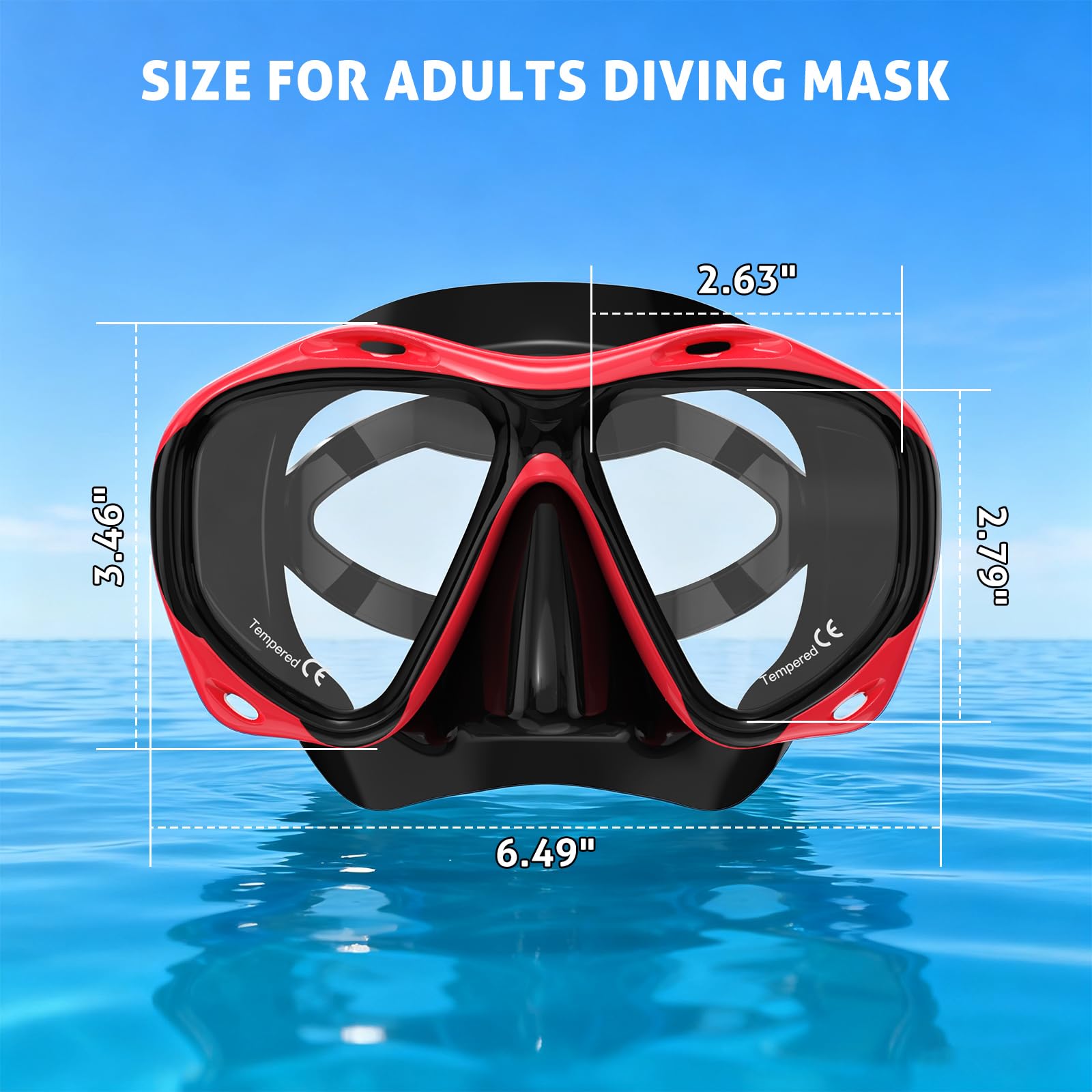 Tauchmaske Erwachsene, Tauchmaske, Schnorchel, Schwimmbrille mit Nasenabdeckung für Jugendliche, Freitauchmaske, Panorama-HD-gehärtetes Glas, Schnorchelausrüstung, Anti-Beschlag-Anti-Leckage