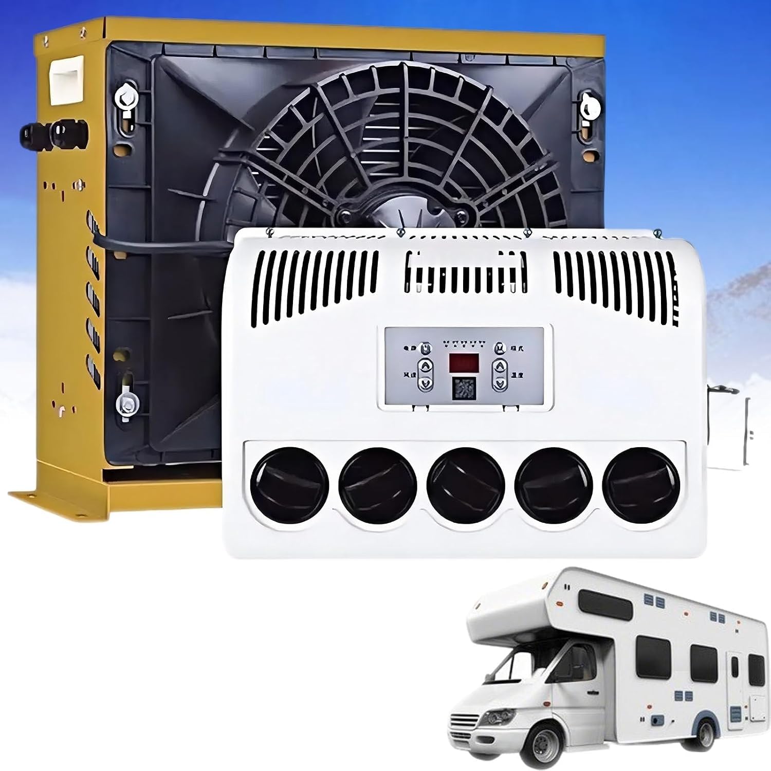 SXXAZLDP Ultra-Quiet Split RV Air Conditioner, Fast Cooling AC Unit for RVs, Vans, Trucks, Campers, Excavators, Farm Vehicles, Cranes