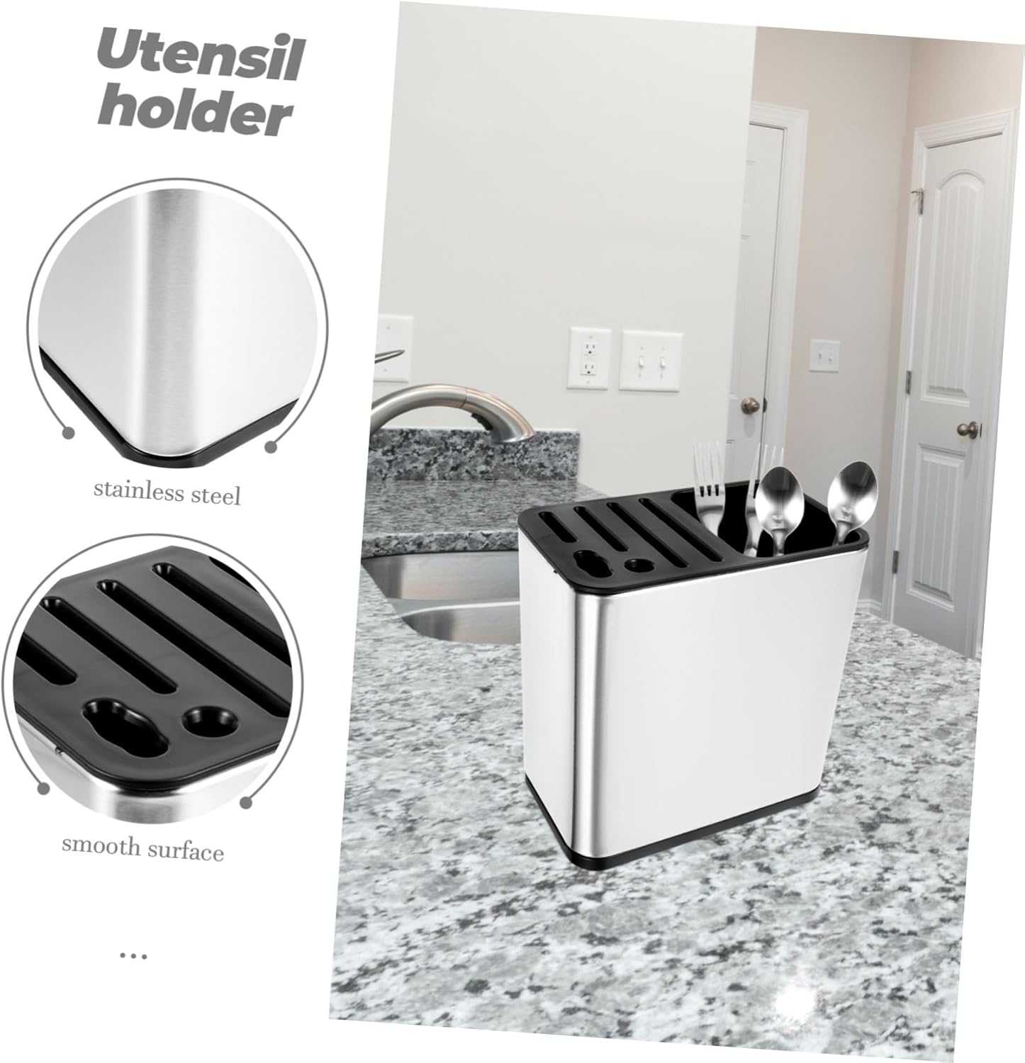 ABOOFAN Chopstick Holder Kitchen Utensil Container with Draining Design Capacity Storage Prevention Stable Base for Organized Kitchen Countertop