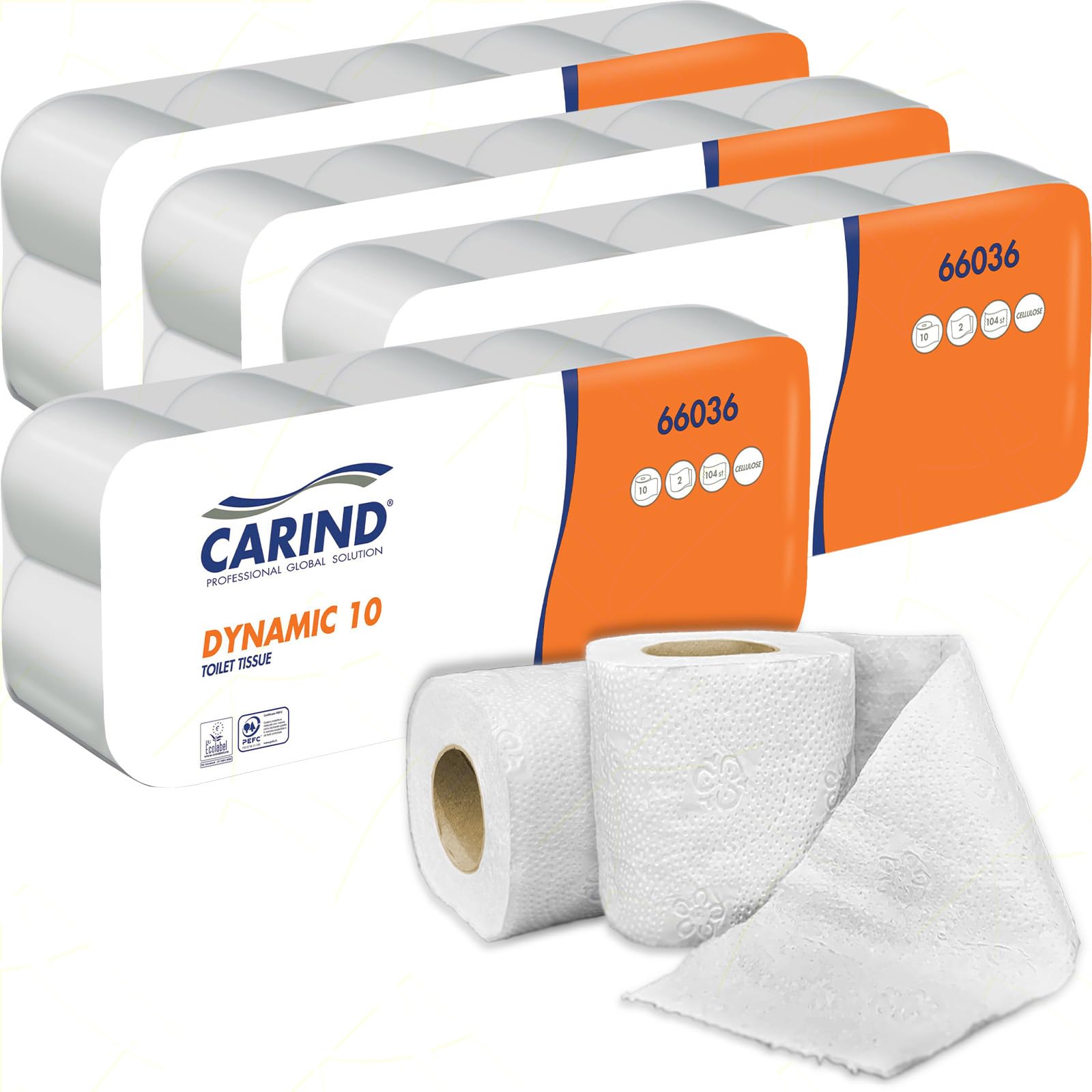 Sicignano | Papel higiénico Paquete de 120 rollos Dynamic, 2 capas de celulosa, 104 tiras, longitud hasta 12 metros, uso doméstico Hotel Formato Familia Paquete