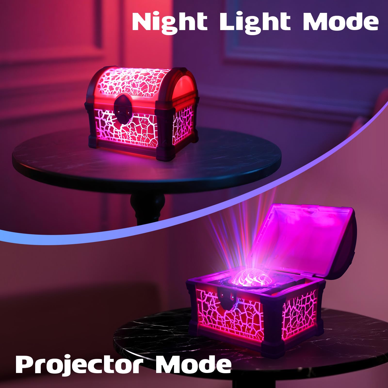 AONESY Veilleuse au trésor avec projecteur Galaxy - 8 couleurs - Bruit blanc - Minuterie et télécommande - Cadeau pour enfants, filles, garçons - Rose