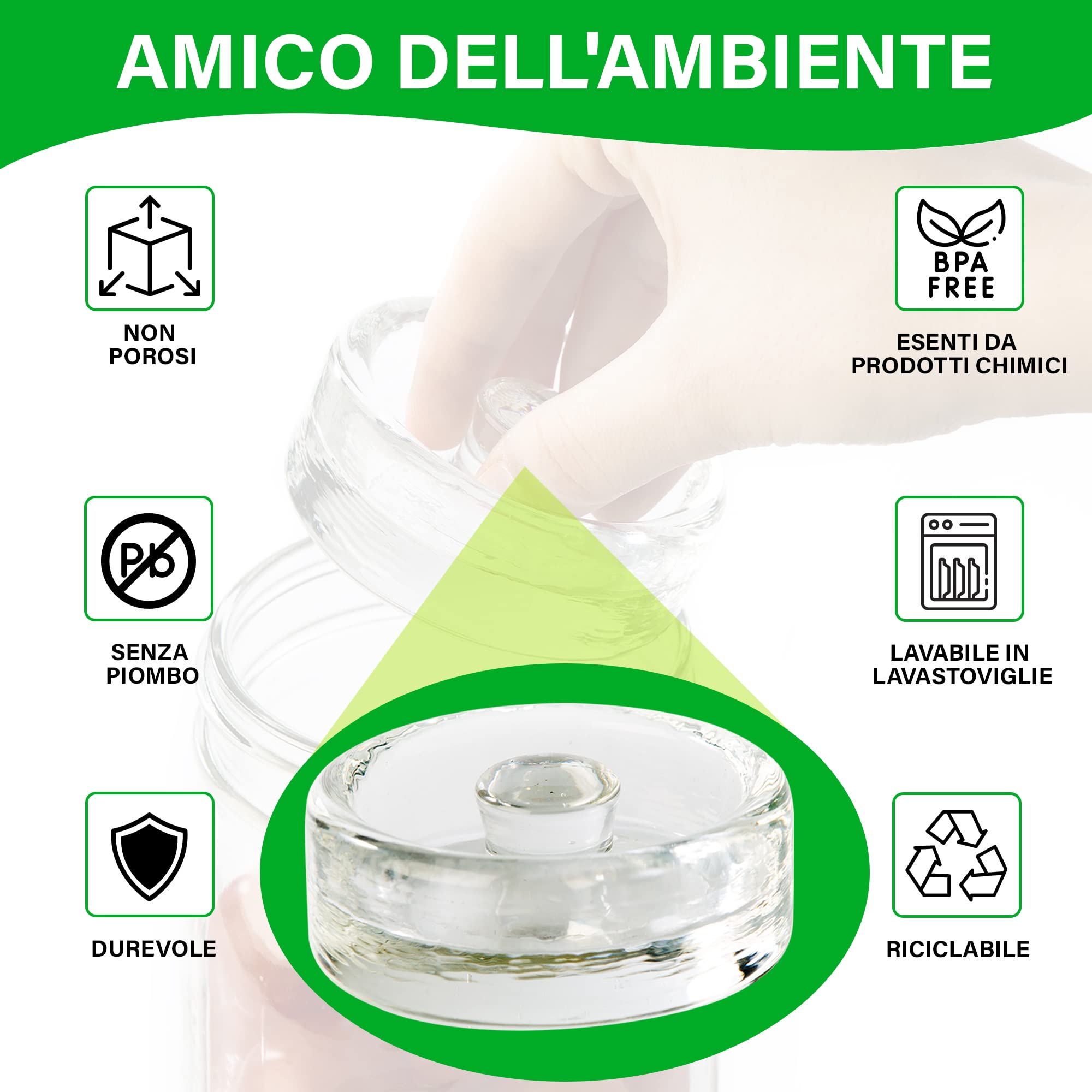myFERMENTS - Pesi in Vetro per Fermentazione | Mantiene Verdure Sommerse | Diametro 7,2cm per Barattoli a Bocca Larga | Materiale Sicuro per Alimenti, 6 Pack, LARGE, Vetro